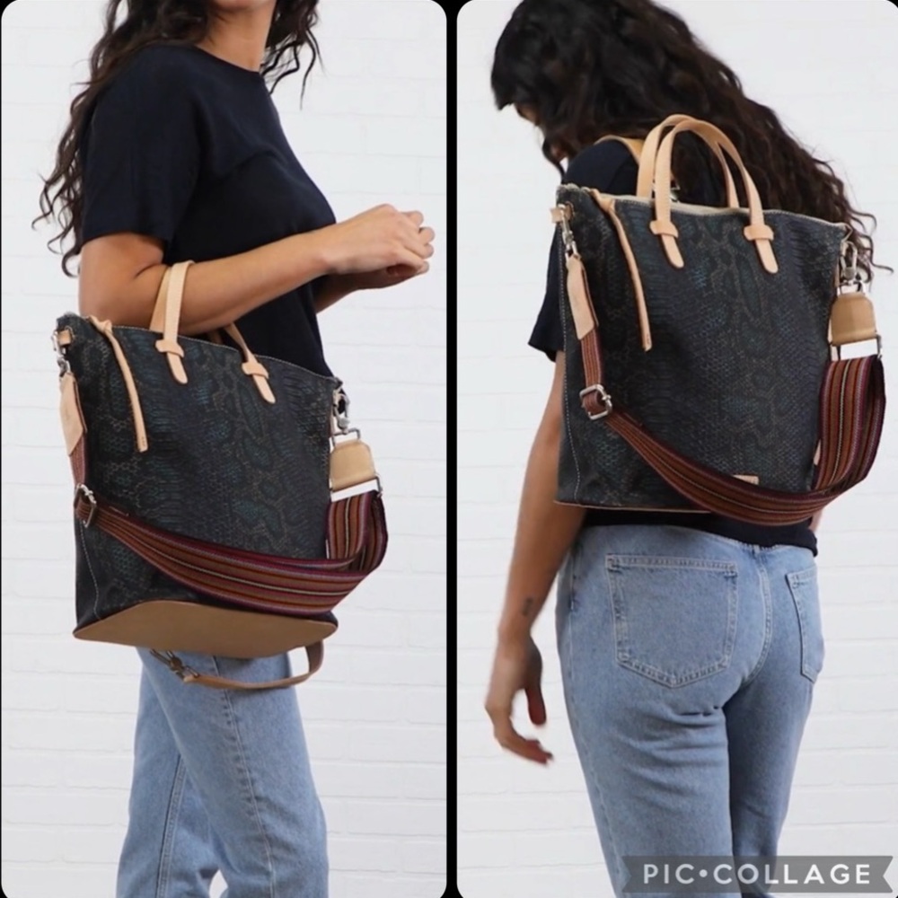 CONSUELA RATTLER SLING SNAKE PRINT BUCKET CROSSBODY TOTE BAG - Picture 14 of 14